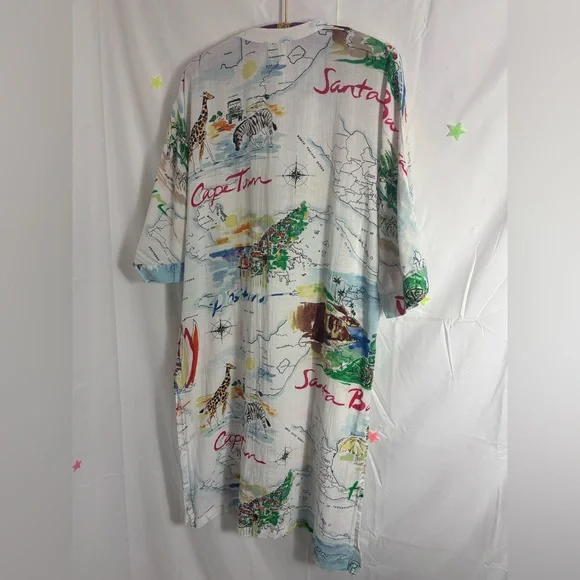 Gap Love Dreamwell Print Crinkle Popover Linen Blend Oversized Shirt Dress  M - Picture 13 of 16